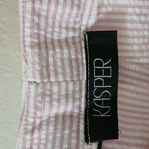 Kasper pink and white seersucker pants size 6 - Picture 3 of 6